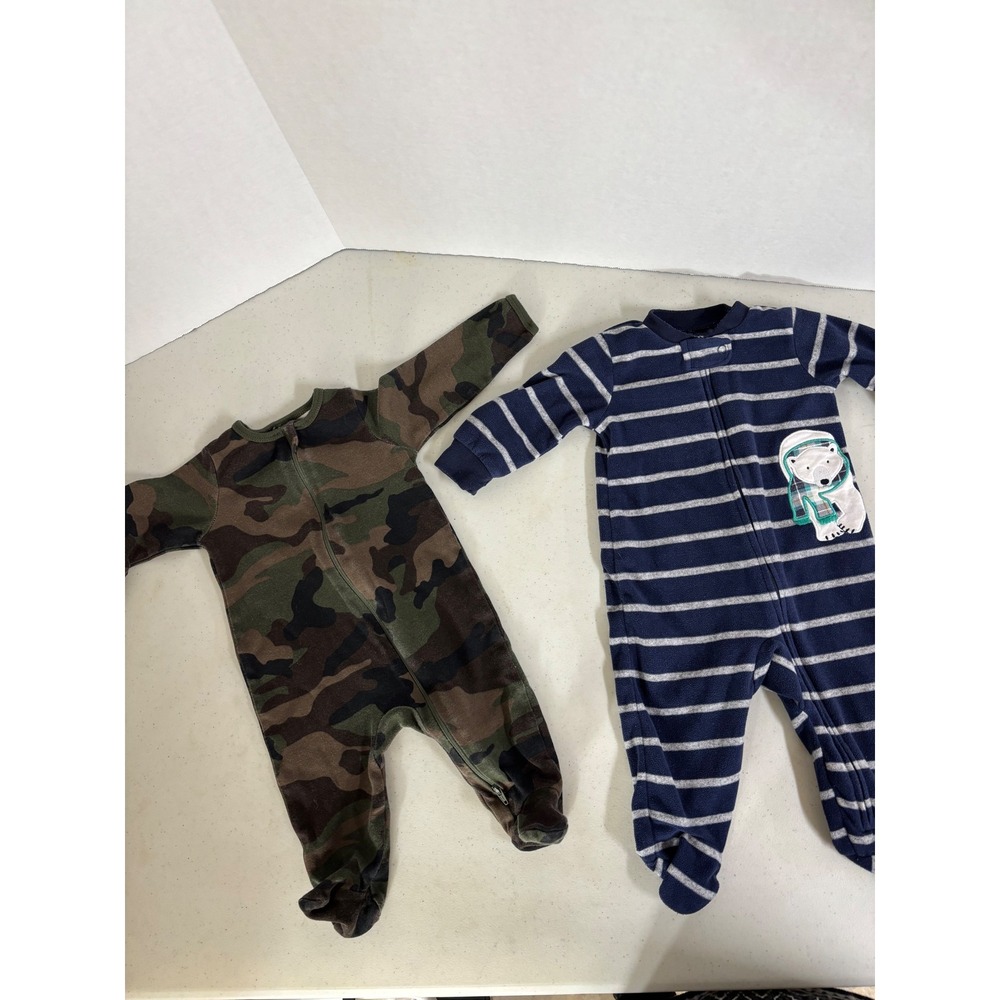 2 Pair - Wonder Nation &  Carter's Boys Sleepwear Footed Pajamas 3-6 Month‎